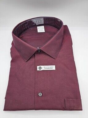 Pronto Uomo Mens Sz 20 34/35 Long Sleeve Button Up Dress Shirt Burgundy Red NEW